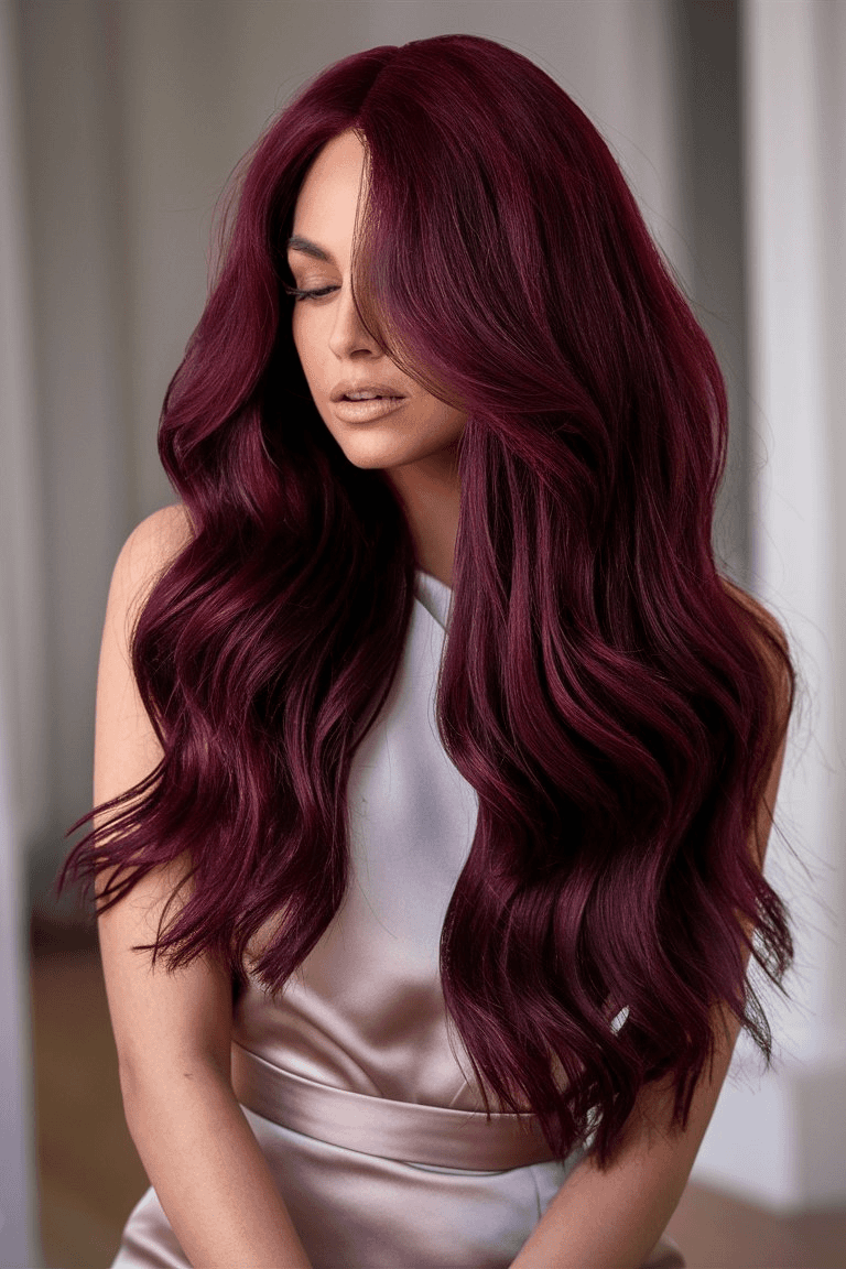 Burgundy Waves Bold Statement