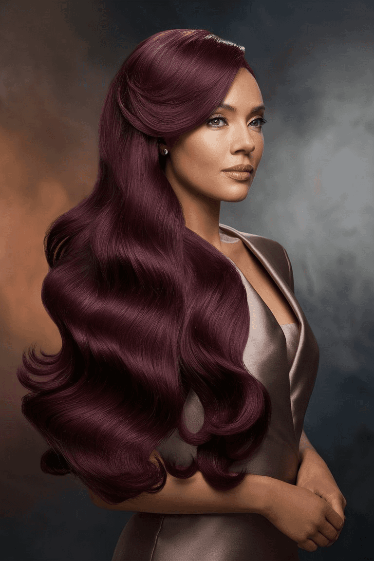 Burgundy Waves of Elegance