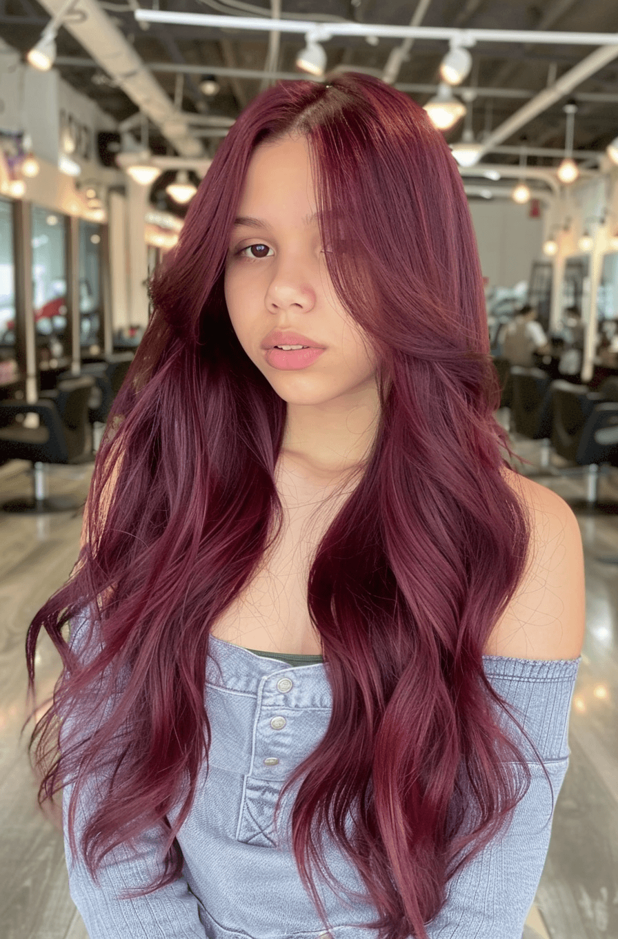 Burgundy Waves of Romance