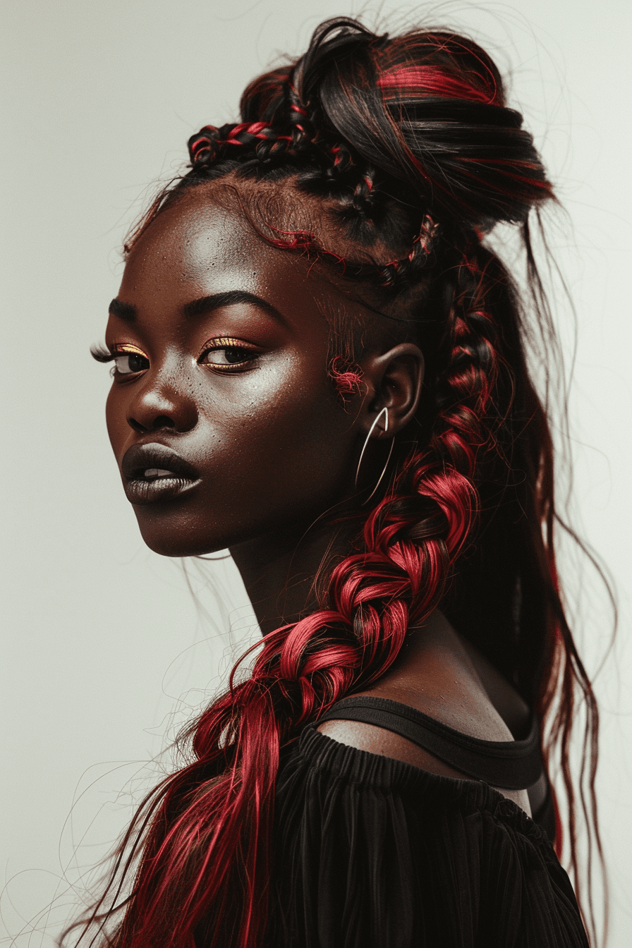 Radiant Burgundy Braided Elegance