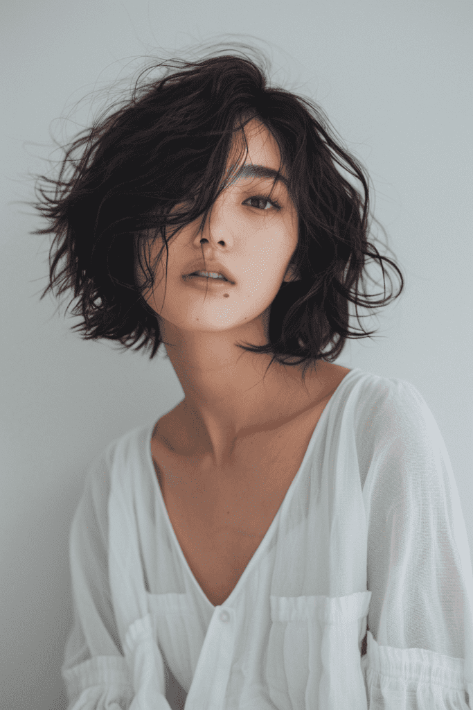 Relaxed wavy hair paired with a modern undercut
