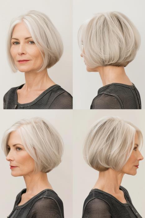 Chic Gray Layered Bob