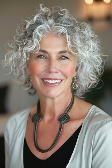 Elegant Silver Curly Locks