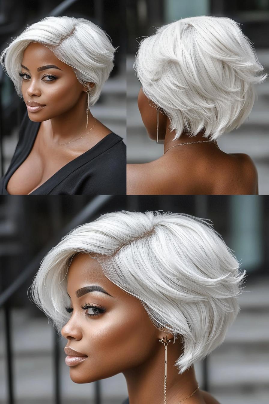 Chic Asymmetrical Platinum Waves