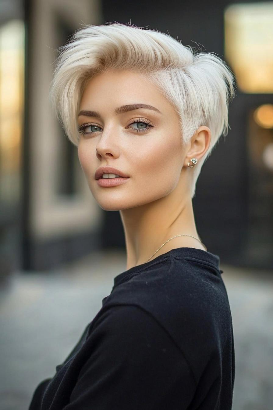 Edgy Platinum Pixie Vibes