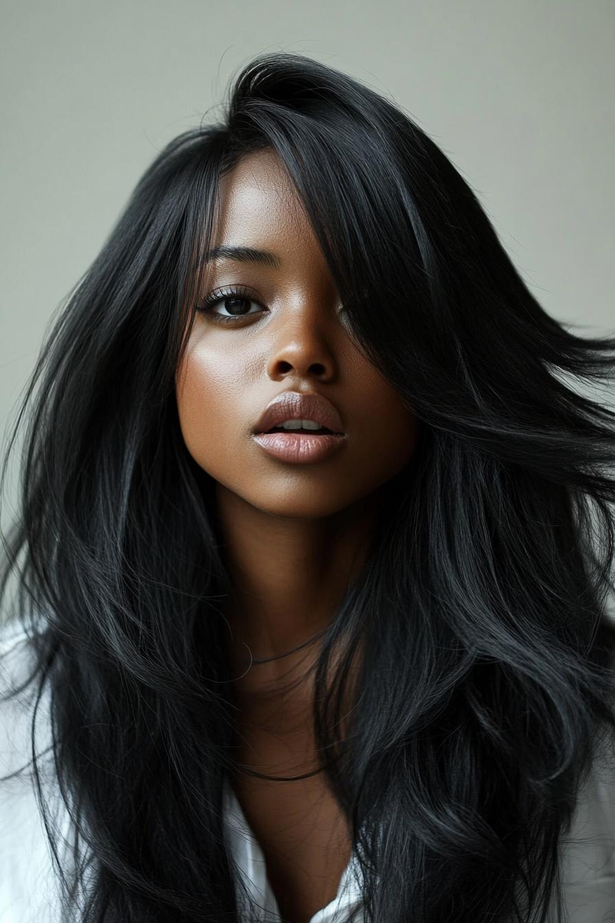 Elegant Shiny Black Hair