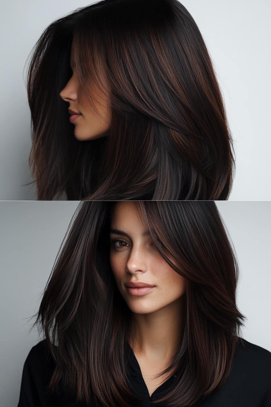 Luxuriously Layered Dark Locks