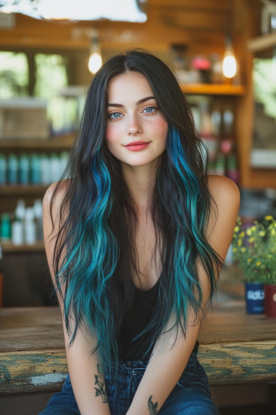 Striking Blue Hair Highlights