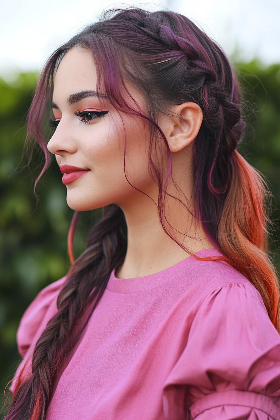 Vibrant Braided Ponytail Magic