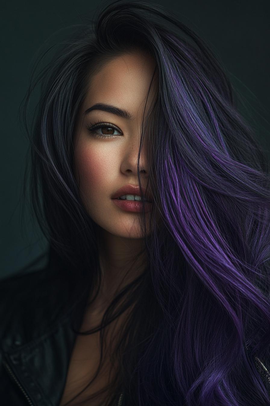 Vibrant Purple Wavy Hair