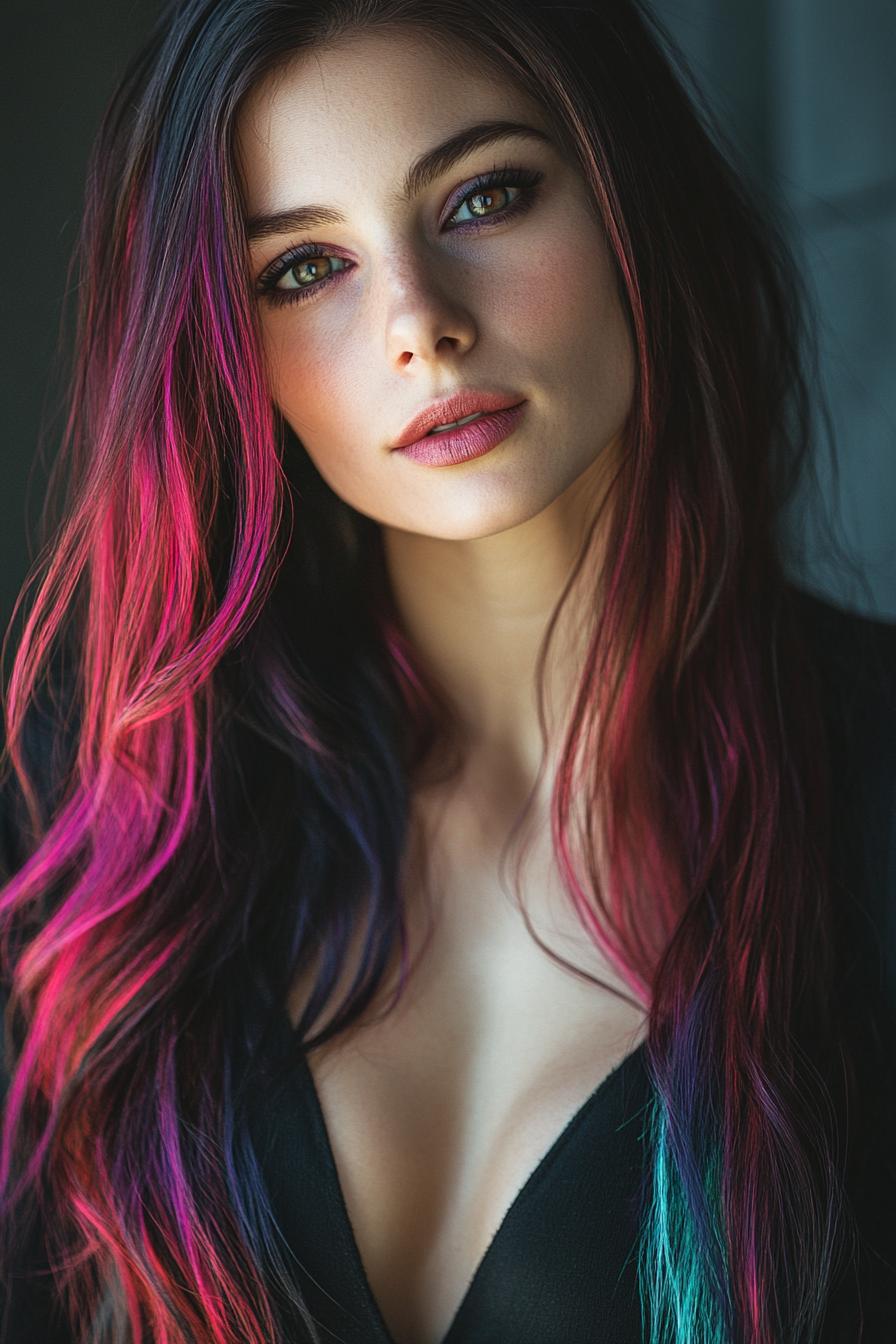 Vibrant Rainbow Hair Waves