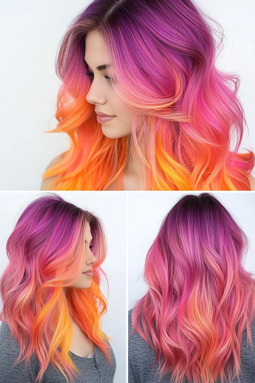 Vibrant Sunset Hair Waves