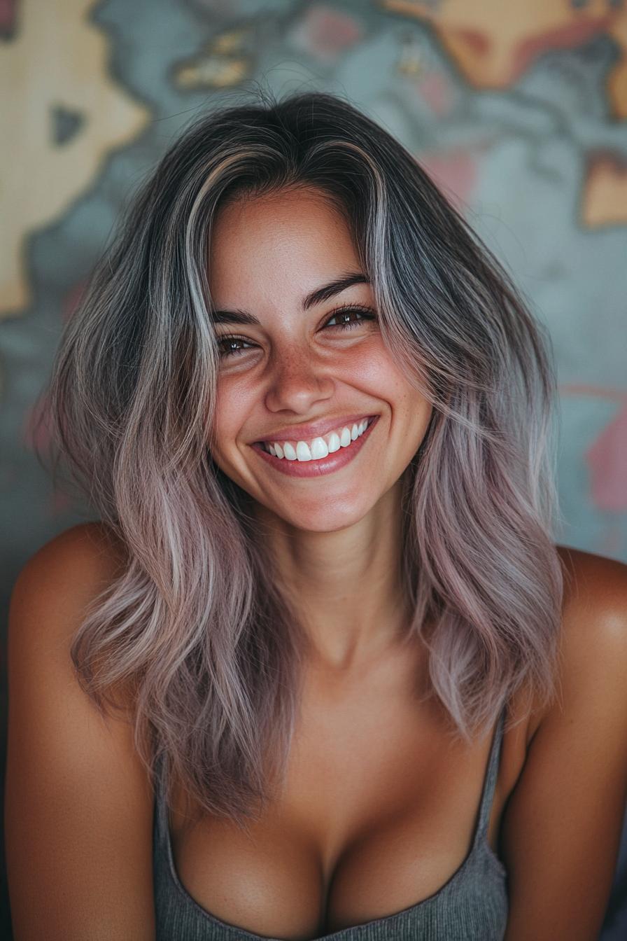 Whimsical Silver Purple Waves