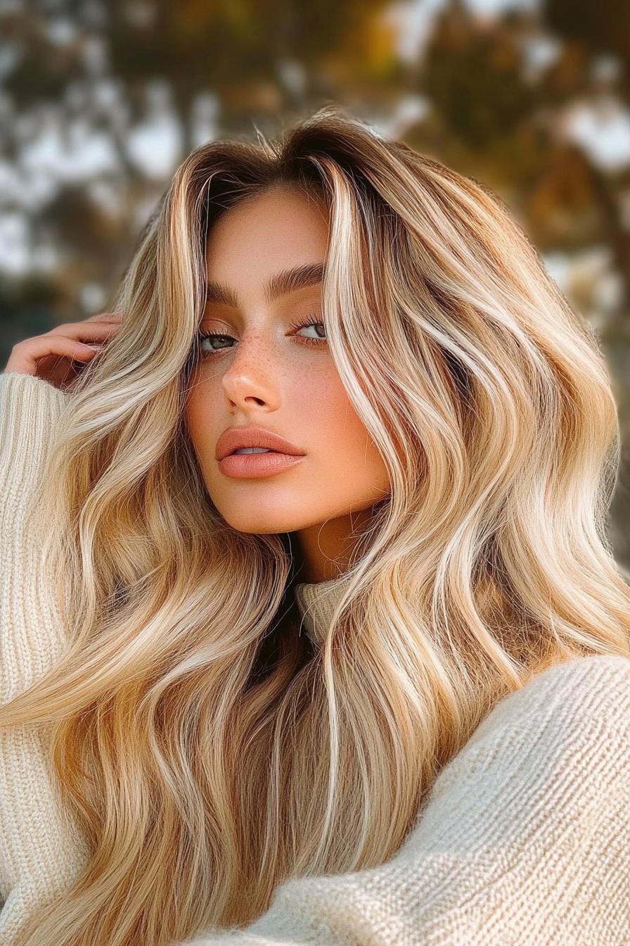 Sunlit Blonde Waves