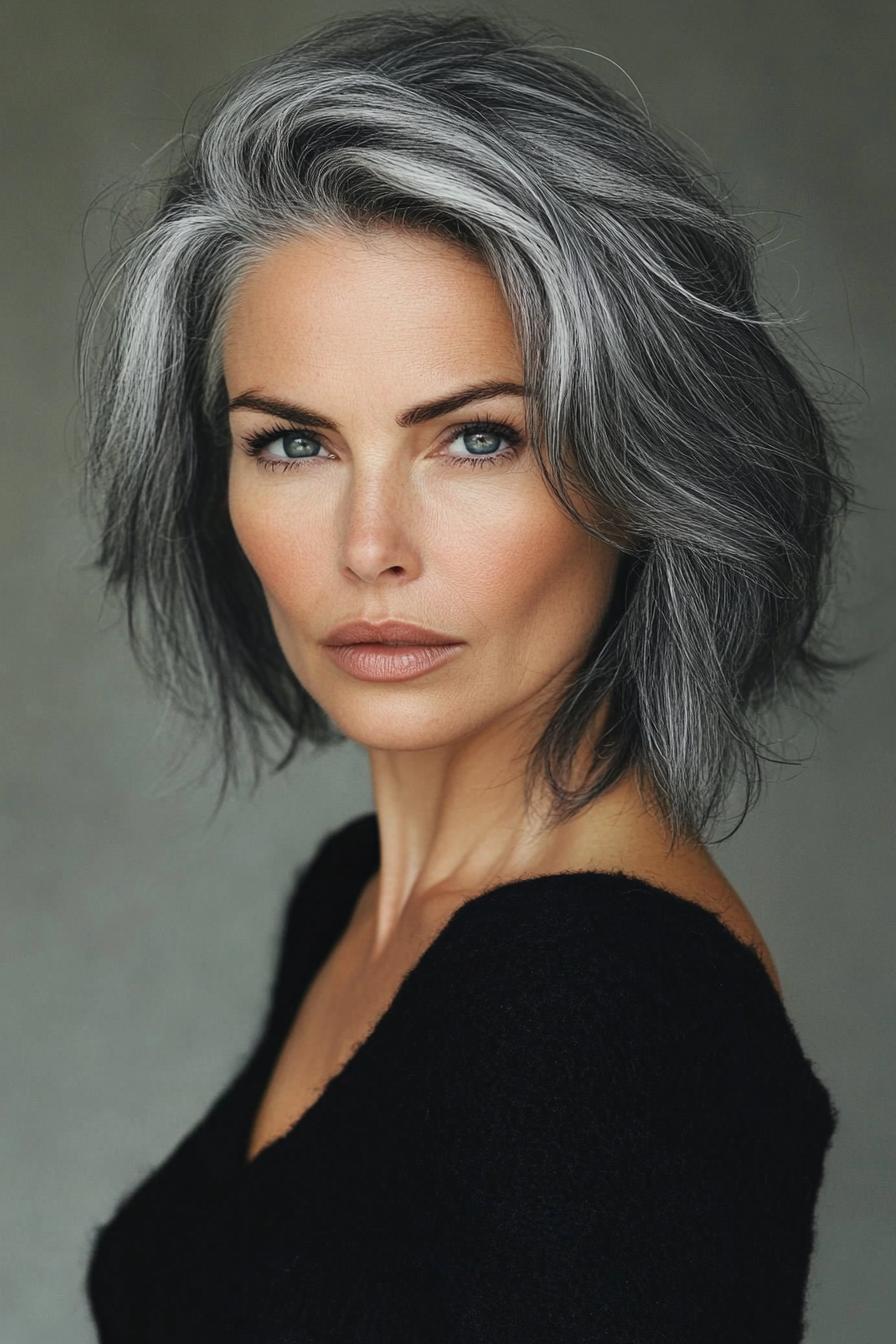 Chic Silver-Grey Bob Style