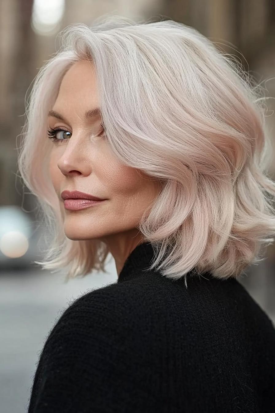 Chic Wavy Blonde Bob