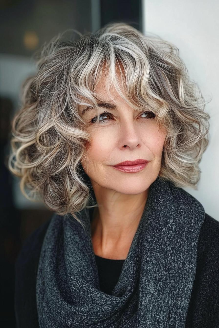 Curly Silver Blonde Elegance