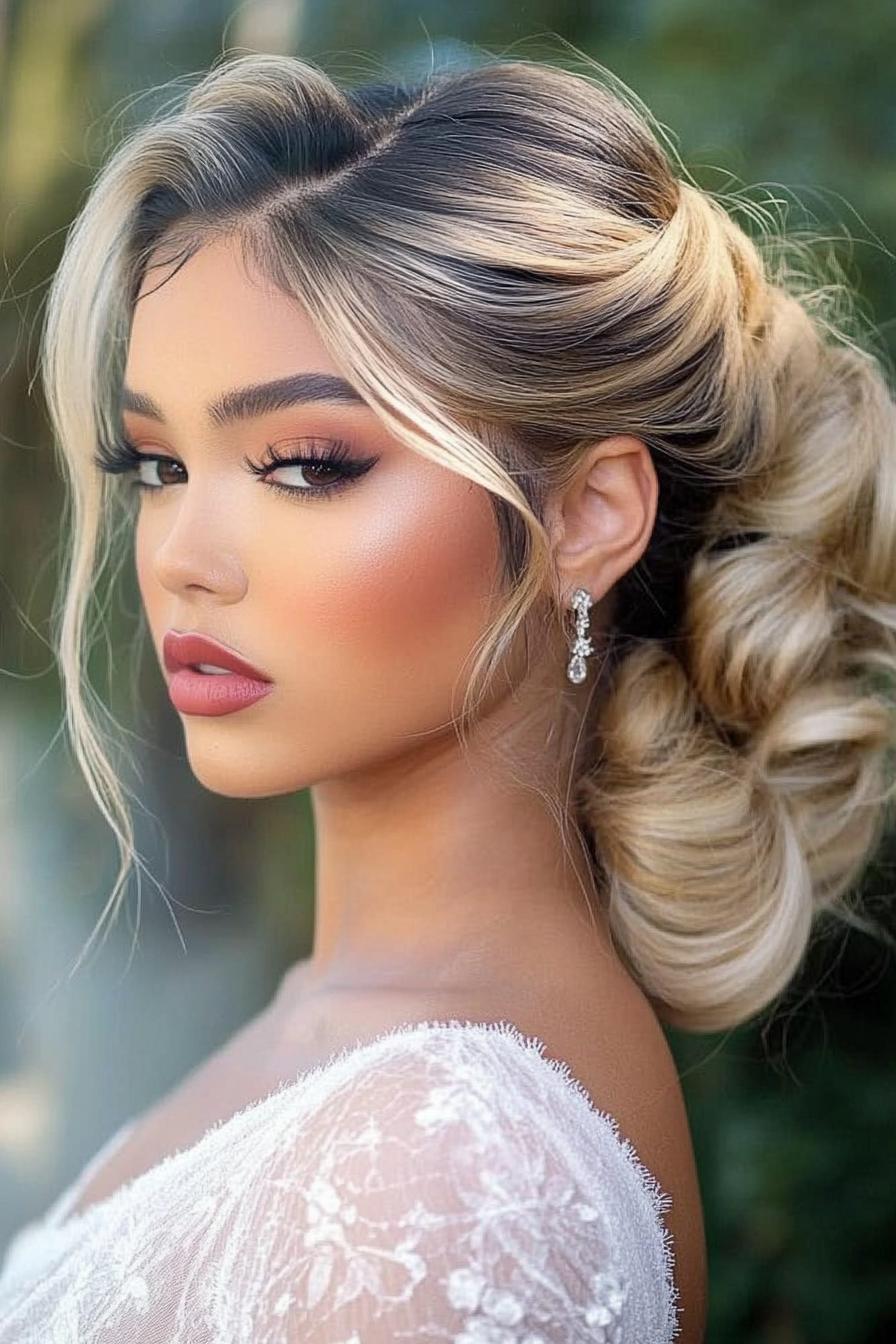 Elegant Curled Updo Highlights