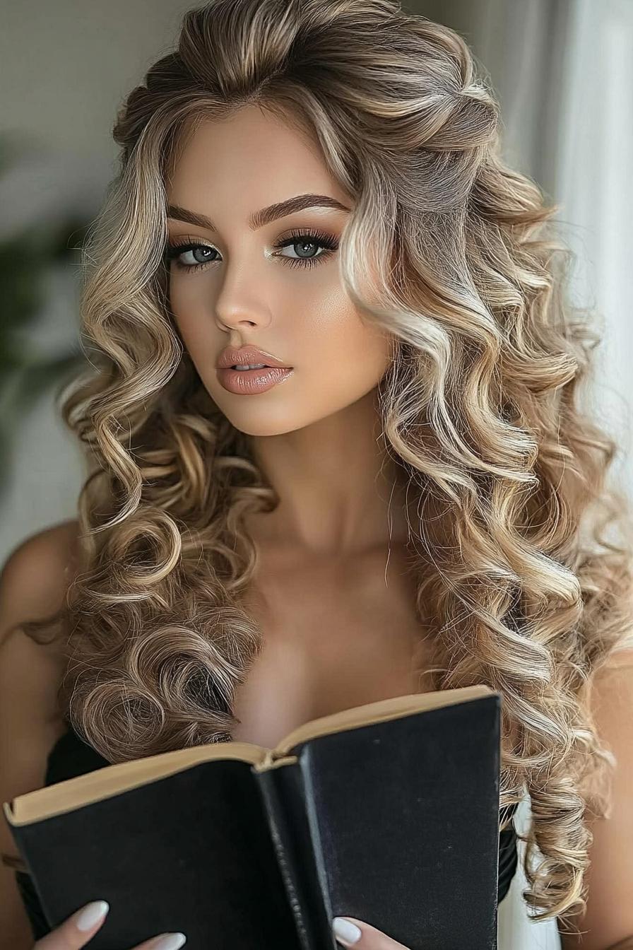 Glamorous Blonde Curls Shine