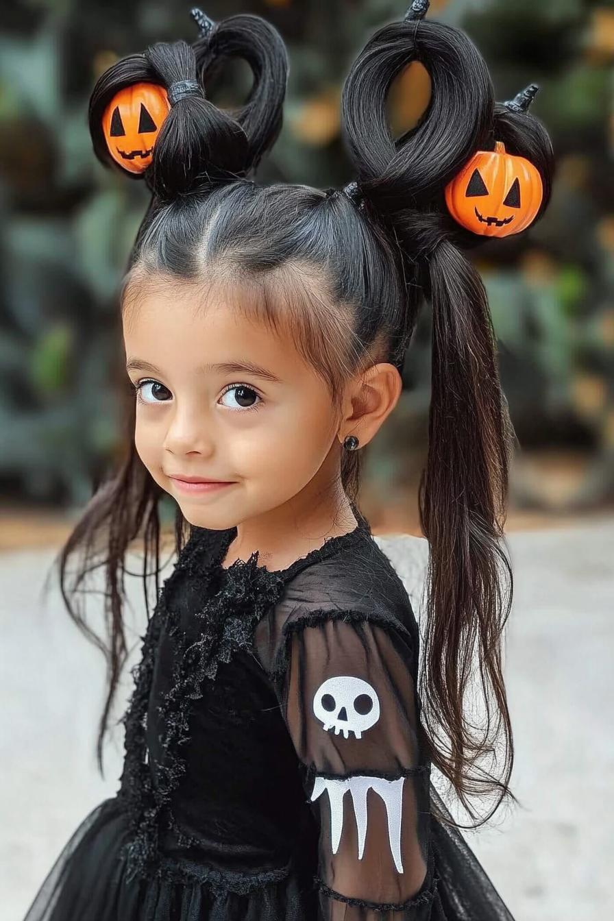 Playful Pumpkin Ponytails