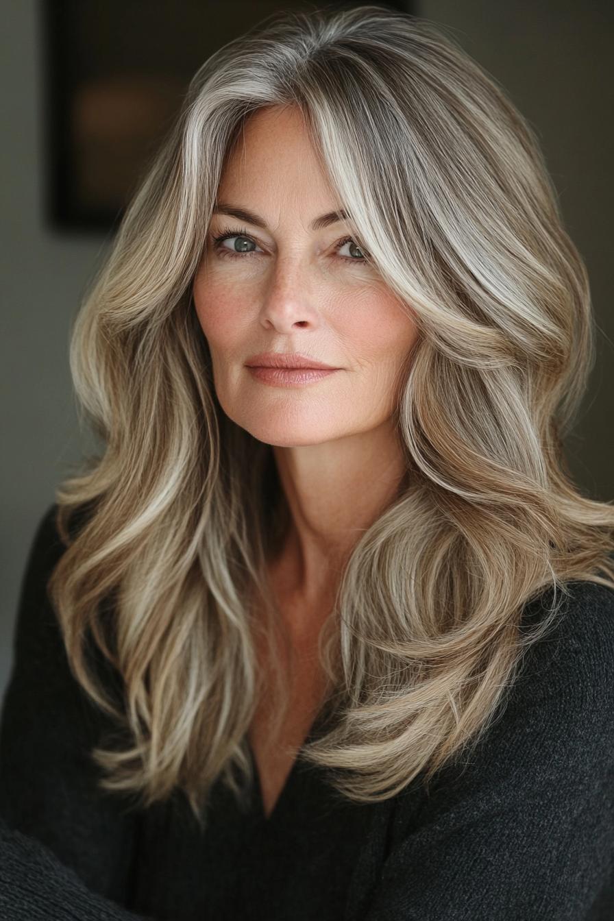 Silver Brown Wavy Elegance