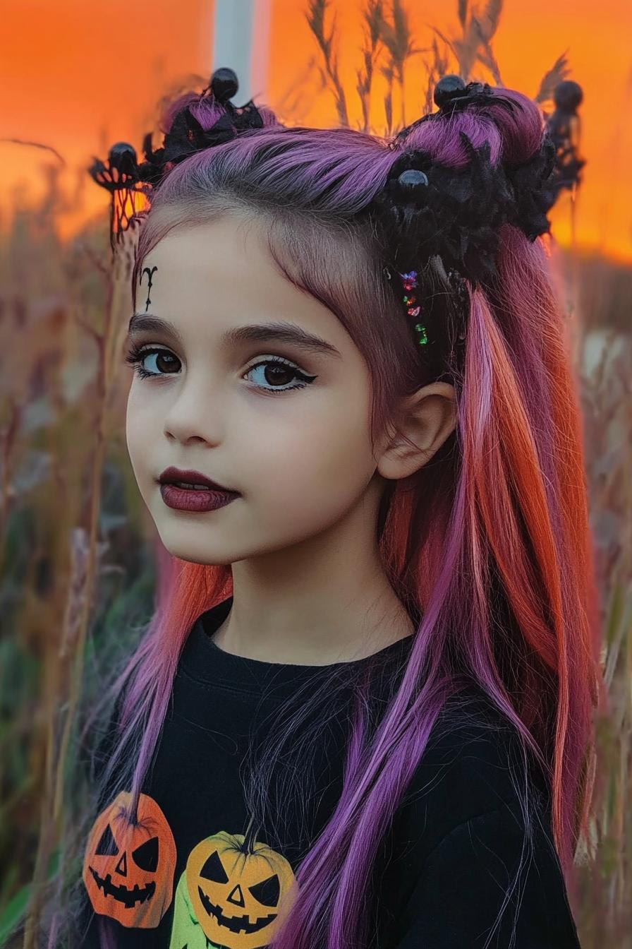 Vibrant Hair with Spider Buns