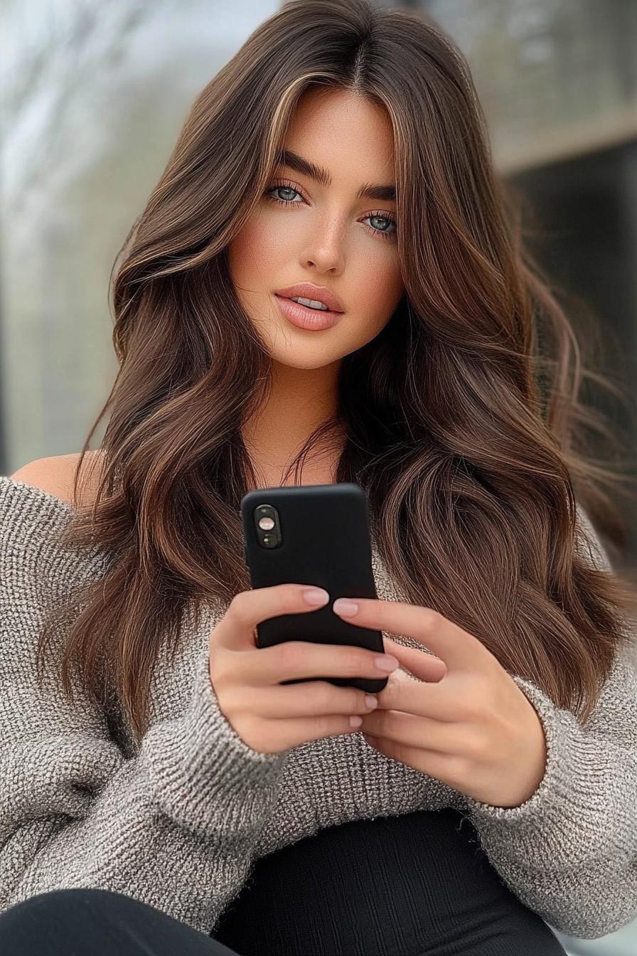 Voluminous Wavy Hair Elegance