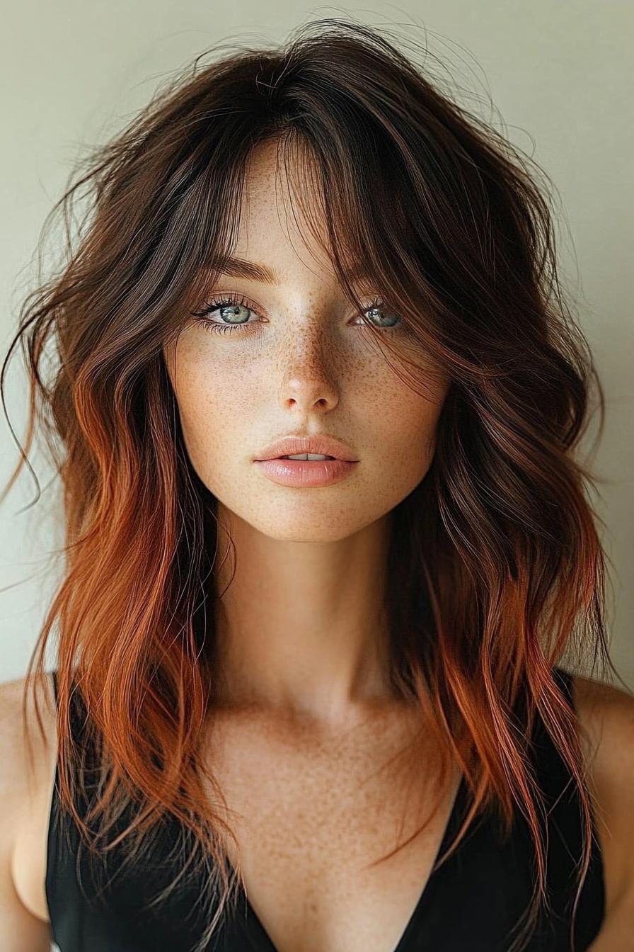 Auburn Waves and Wispy Bangs