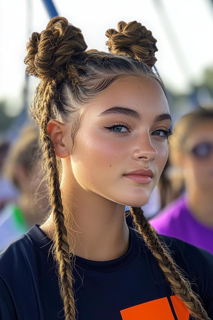 Braided Elegance in Buns