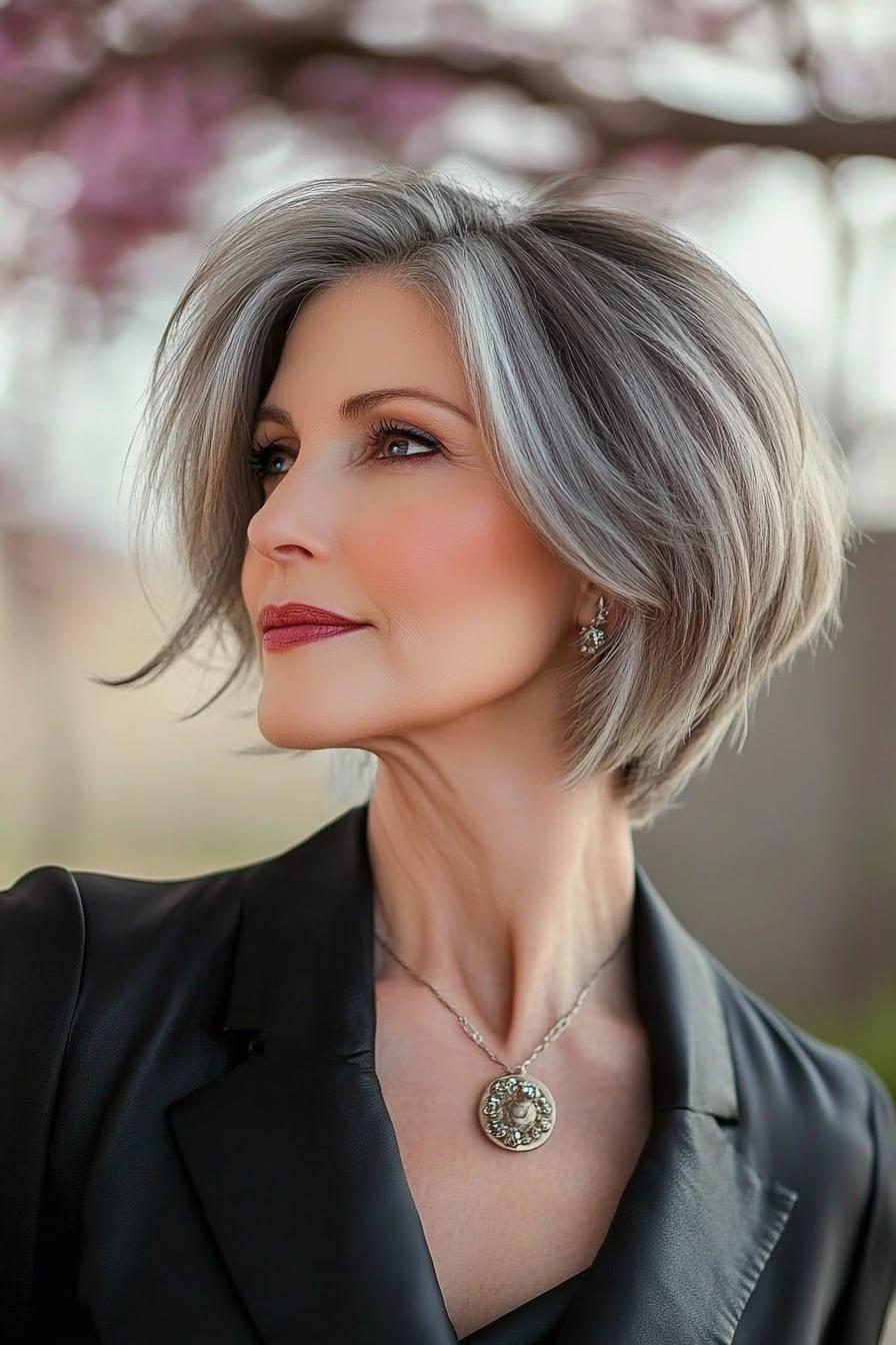 Chic Silver Layered Bob