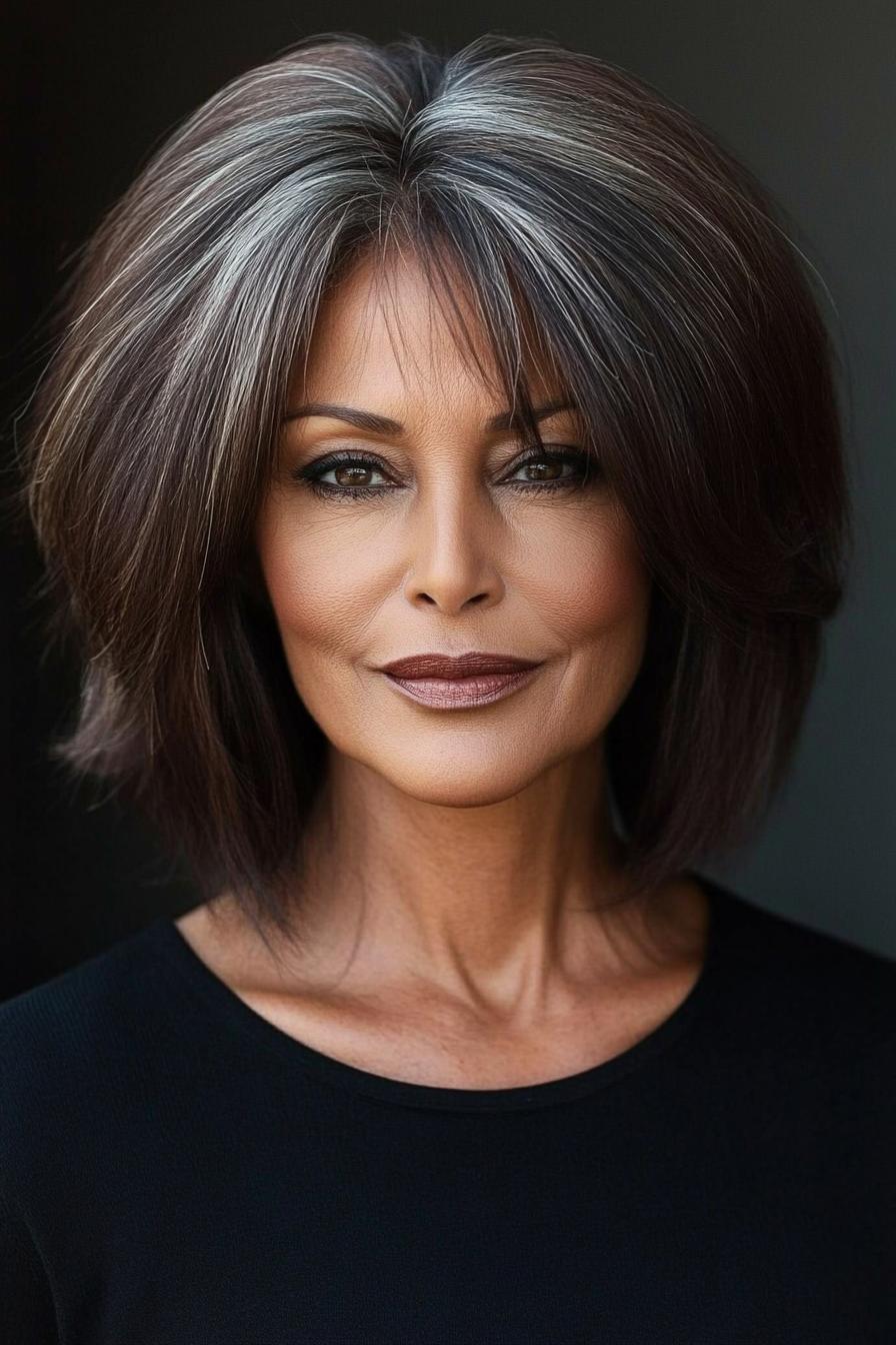 Chic Silver Layered Bob