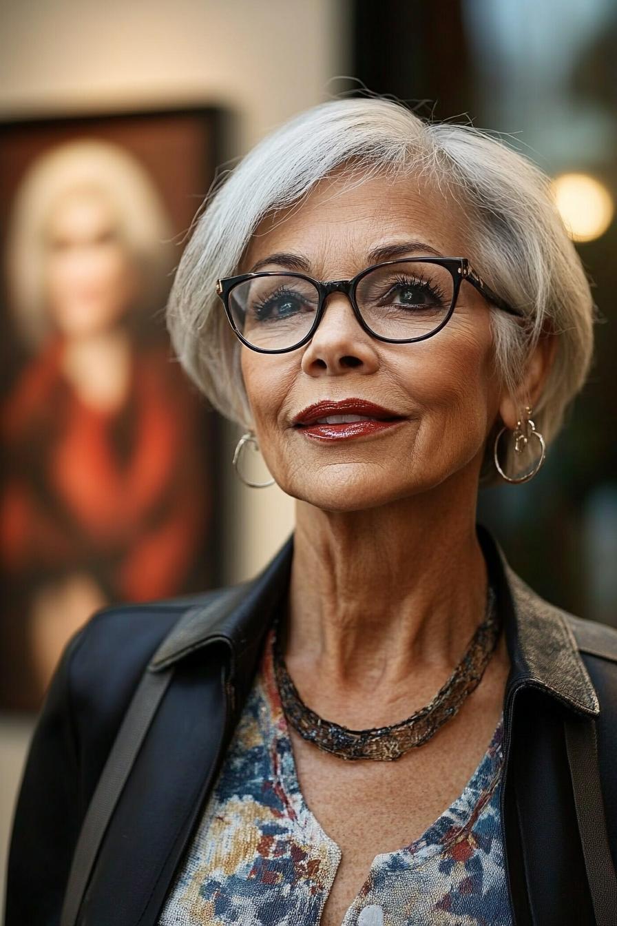 Elegant Gray Layered Bob