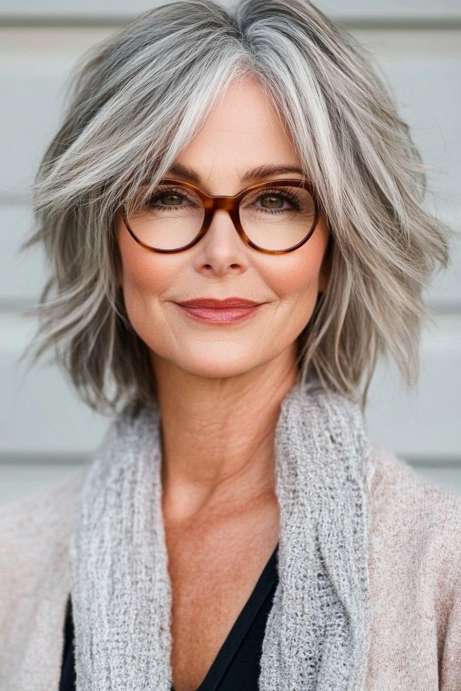 Elegant Silver Layered Bob