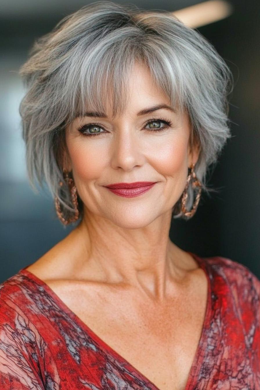 Elegant Silver Layered Bob