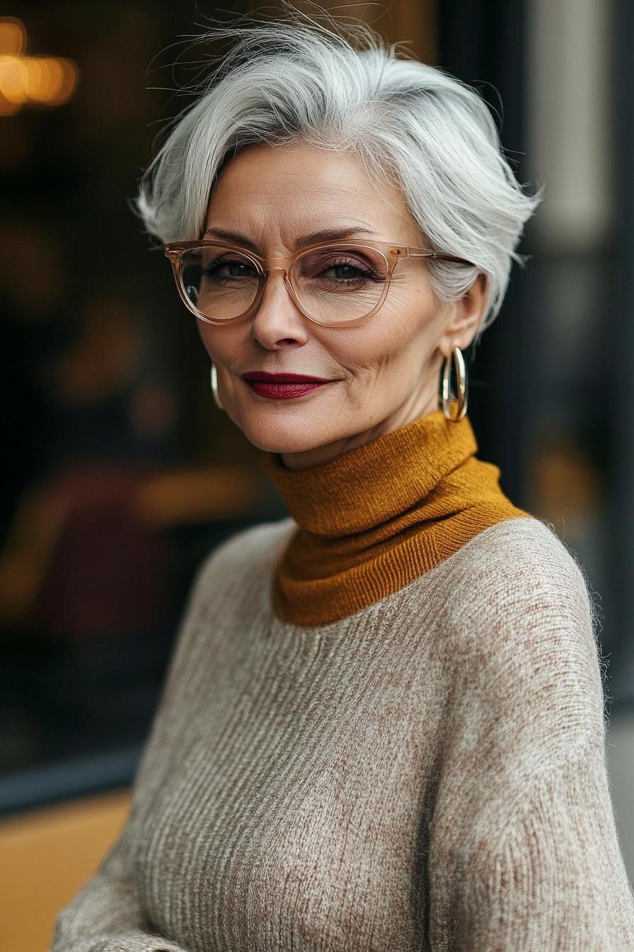 Elegant Silvery Short Hair