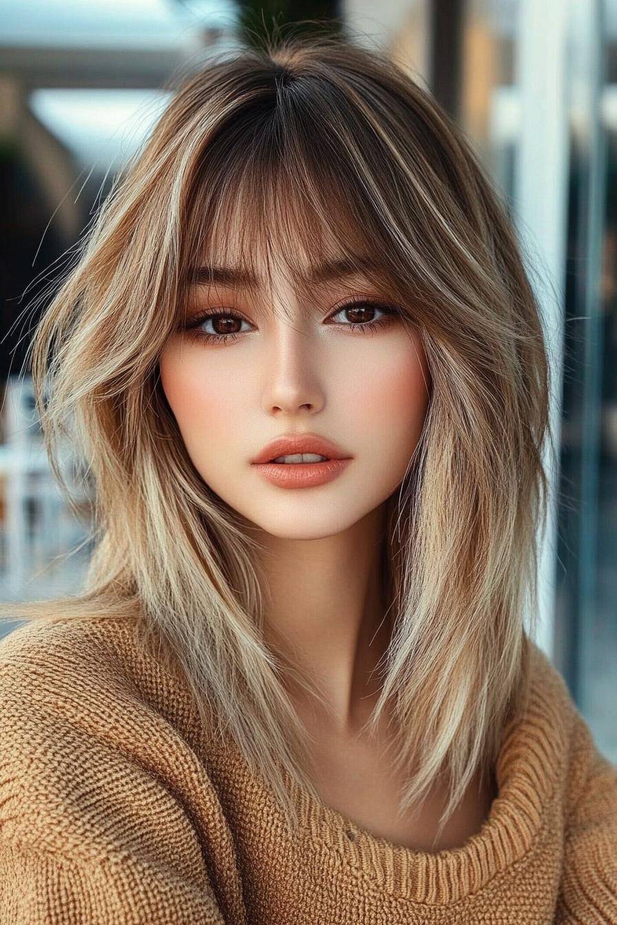 layered elegance with bangs 2