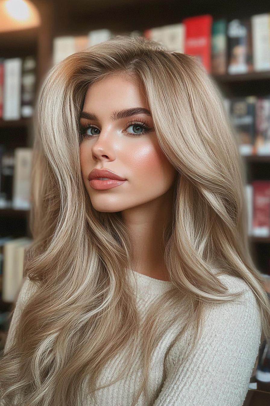 Radiant Blonde Waves Flowing