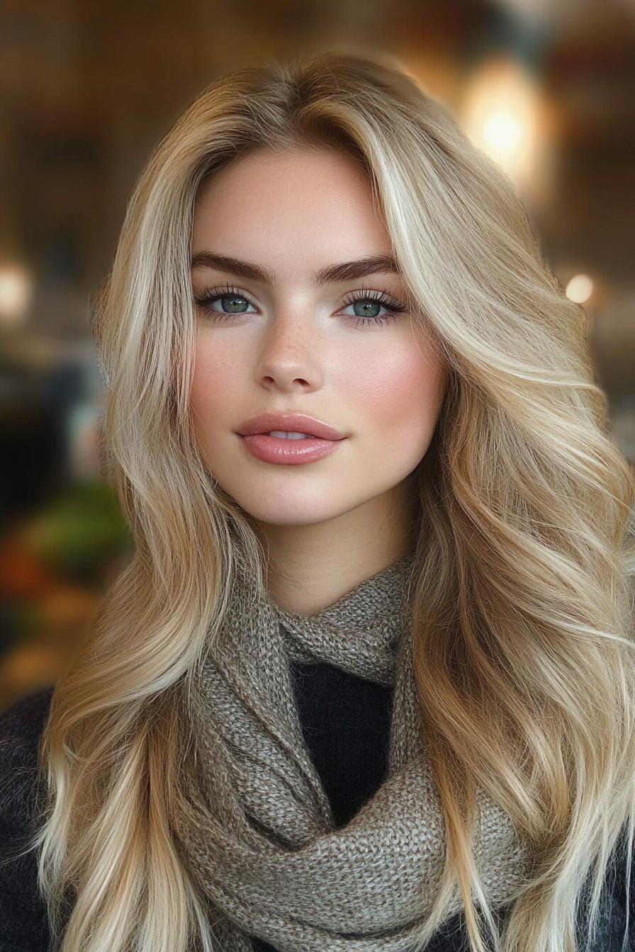 Radiant Flowing Blonde Locks