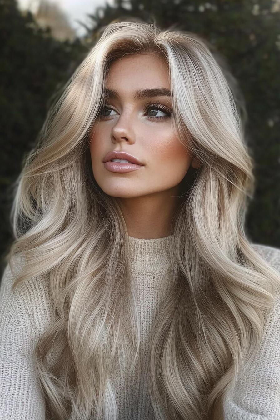 Radiant Platinum Blonde Waves