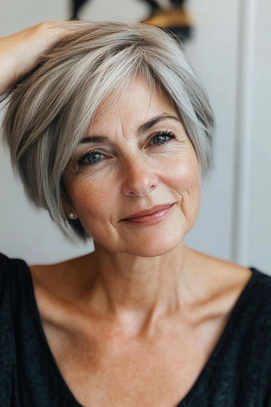 Silvery Chic Layered Bob