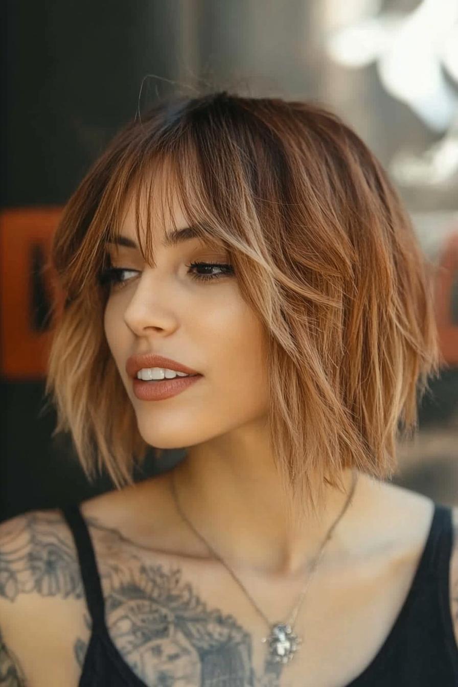 Textured Bob with Highlights