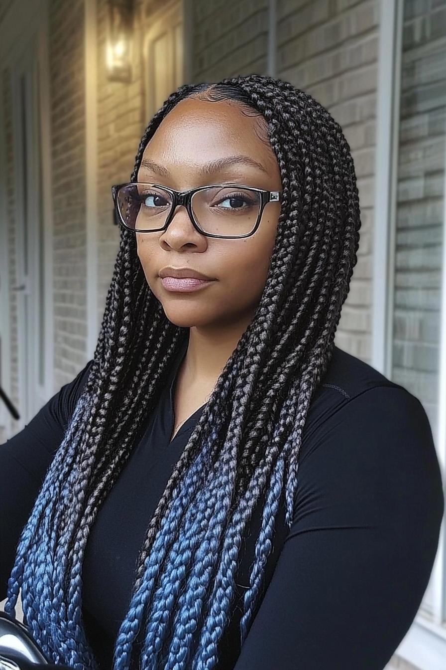 Braids with Blue Ombre