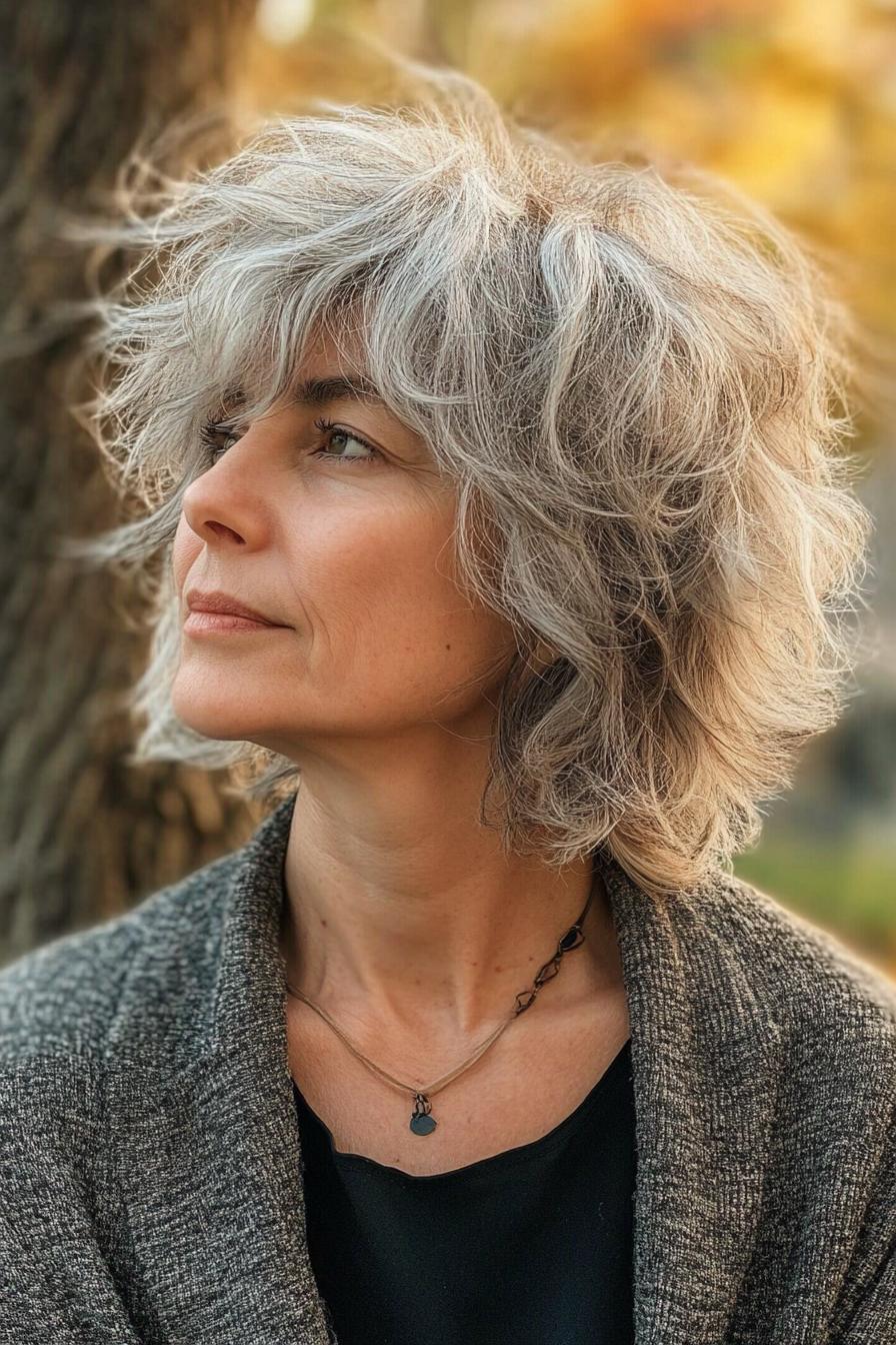 Elegant Gray Wavy Bob