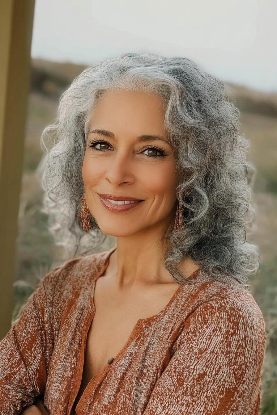 Embracing Graceful Gray Curls