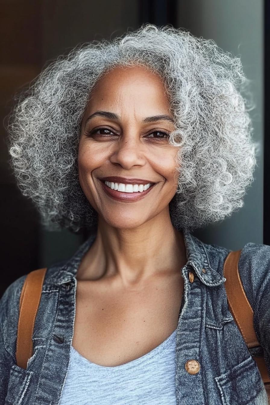 Gray Curly Afro Beauty