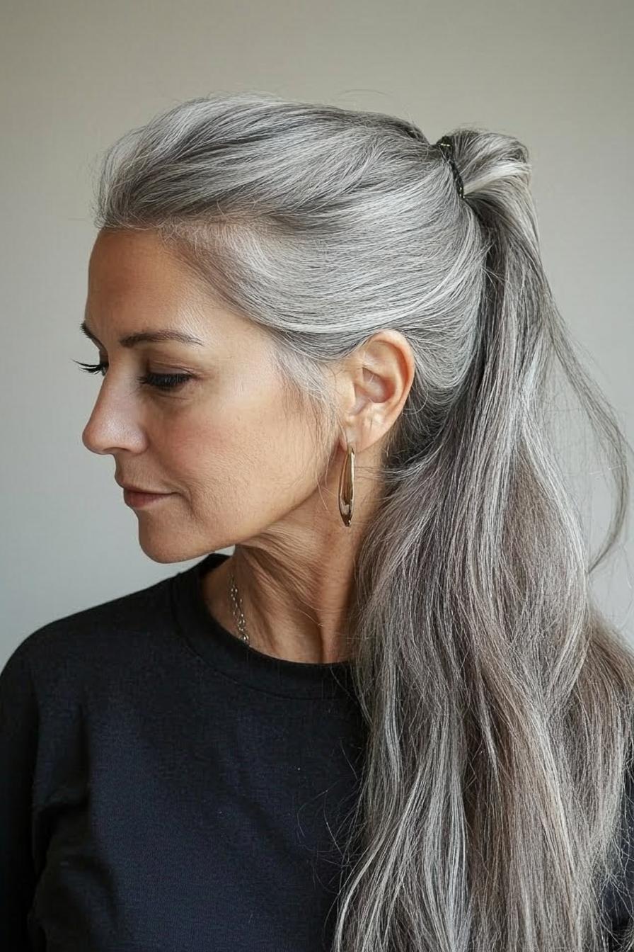 Silver Ponytail Elegance