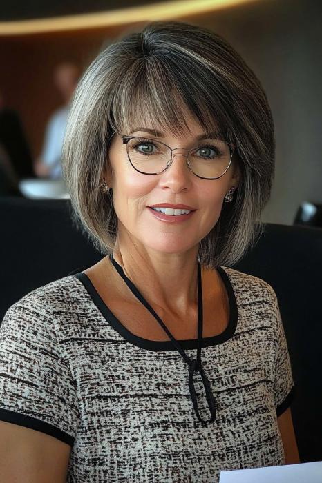 Graceful Gray Layered Bob