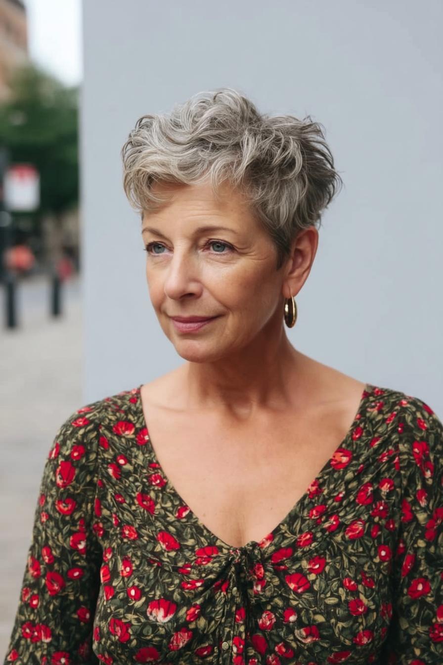 Gray Pixie Elegance