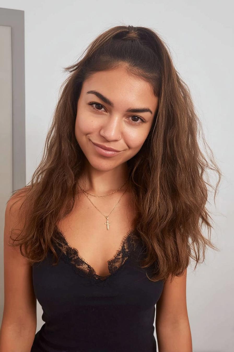 Half Ponytail Waves