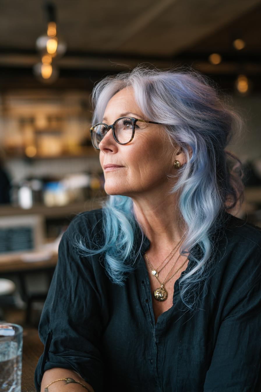 Lavender Silver Waves Flowing